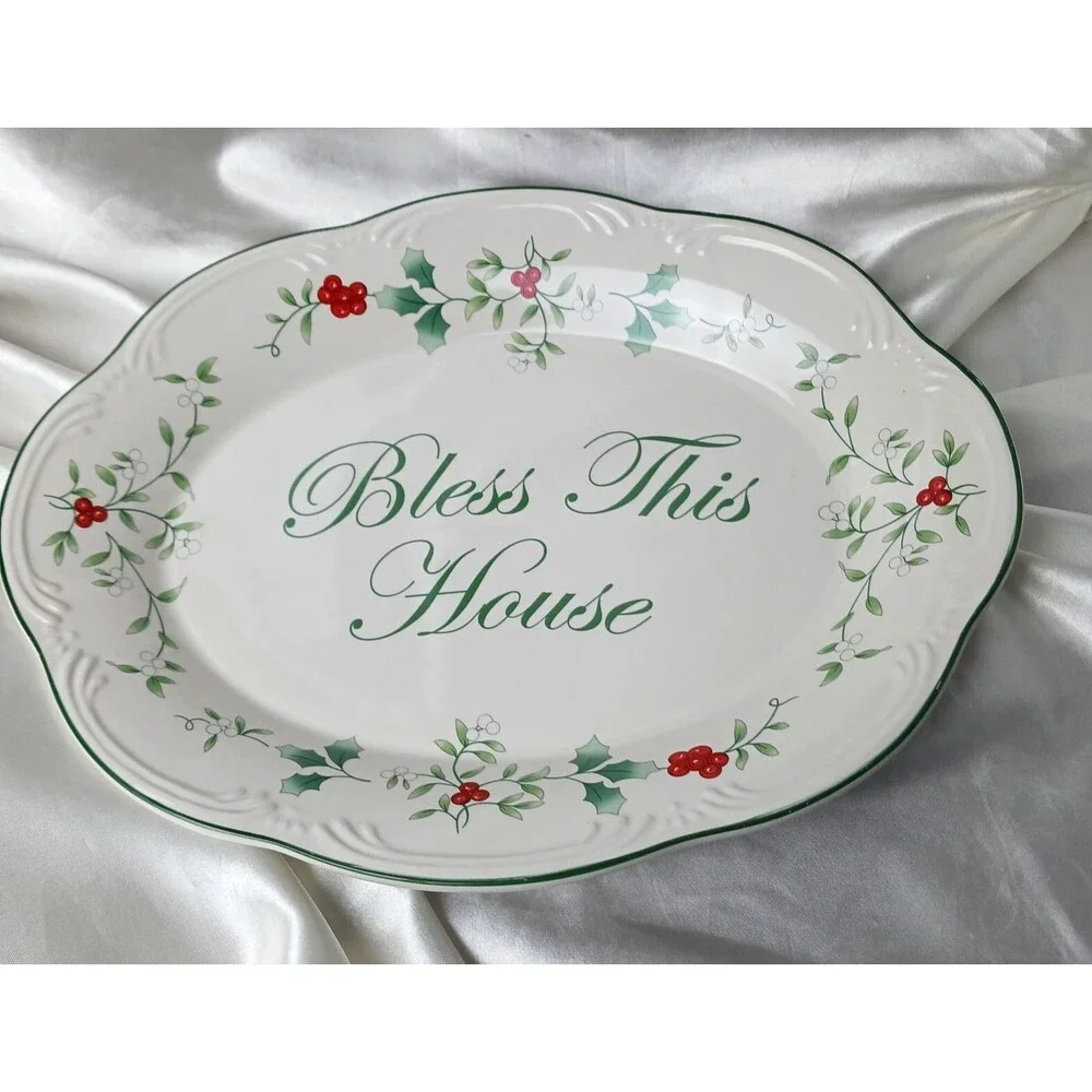 PFALTZGRAFF BLESS THIS HOUSE WINTERBERRY 11'' OVAL SERVING PLATTER